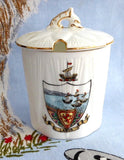 Shelley Dainty Crested Largs Scotland Jam Jar And Lid 1930s Mustard Pot