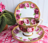 Teacup Trio Old English Rose Royal Albert Treasure Chest Series 1930s Sponged Gold