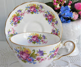 Pretty Flower Bouquets Cup And Saucer Tuscan England 1930s Rose Daisy Tulip