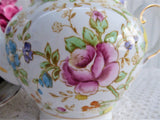 Lovely Floral Teapot Tuscan England 1940s Hand Colored On Transfer