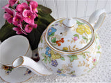 Lovely Floral Teapot Tuscan England 1940s Hand Colored On Transfer