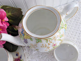Lovely Floral Teapot Tuscan England 1940s Hand Colored On Transfer