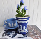 Wedgwood Blue Dip Jasperware 1930s Vase With Flower Frog Potpourri