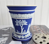 Wedgwood Blue Dip Jasperware 1930s Vase With Flower Frog Potpourri