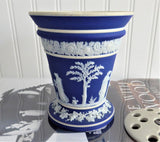 Wedgwood Blue Dip Jasperware 1930s Vase With Flower Frog Potpourri