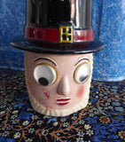 Sugar Shaker Muffineer Welsh Lady Googly Eyes 1930s Figural Sugar Caster