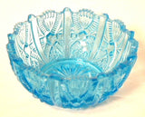 Open Salt Pressed Hobnail Zipper Aqua Blue Glass England Salt Cellar Teabag Holder