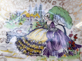 Art Deco Candy Dish Crinoline Lady Chintz H and K 1930s English Gold Chintz