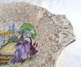 Art Deco Candy Dish Crinoline Lady Chintz H and K 1930s English Gold Chintz