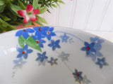 Art Deco Cup And Saucer Blue Forget Me-Nots Red Enamel Accents 1930s