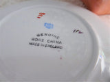 Art Deco Cup And Saucer Blue Forget Me-Nots Red Enamel Accents 1930s