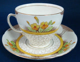 Cup And Saucer Art Deco Trees Cobbled Path Colored 1940s