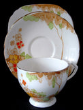 Teacup Trio Art Deco Cup Saucer Plate England Landscape Bridge 1930s Enamel Accents