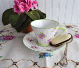 Art Deco Cup And Saucer Phoenix England Forester Lime Green Pink 1930s