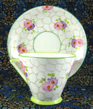 Art Deco Cup And Saucer Phoenix England Forester Lime Green Pink 1930s