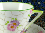 Art Deco Cup And Saucer Phoenix England Forester Lime Green Pink 1930s