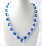 Necklace Art Deco Czech Faceted Glass Blue And Clear Bohemian Beads 1930s Classy