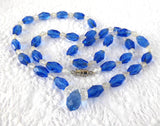 Necklace Art Deco Czech Faceted Glass Blue And Clear Bohemian Beads 1930s Classy