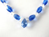 Necklace Art Deco Czech Faceted Glass Blue And Clear Bohemian Beads 1930s Classy