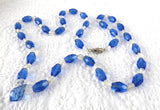 Necklace Art Deco Czech Faceted Glass Blue And Clear Bohemian Beads 1930s Classy