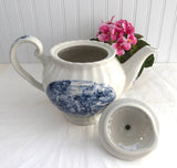 Blue Transferware Hunt Scene Teapot English Ironstone 1930s