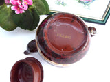 Teapot Brown Betty 2 Tone Rockingham Glaze Large 8 Cup 1930s Hand Painted Enamel Gold