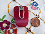 Vintage 1930s Dress Clip Cherry Red Bakelite Art Deco Carved Neckline Clip