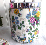 Biscuit Barrel Birds Chintz Midwinter England Lorna Doone Cookie Jar 1930s Chrome