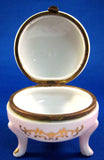 Courting Couple Vanity Box 3 Feet Ring Box Trinket 1930s Porcelain Hand Painted