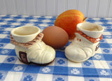 Pair of Egg Cups English Boot House Red Roof Nursery Rhyme 1930s Vintage Old Lady