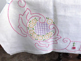 Embroidered Tablecloth Hand Made 1930s Tea Cloth Bridge Cloth Table Cloth