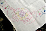 Embroidered Tablecloth Hand Made 1930s Tea Cloth Bridge Cloth Table Cloth