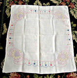 Embroidered Tablecloth Hand Made 1930s Tea Cloth Bridge Cloth Table Cloth