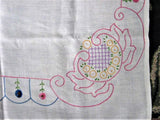 Embroidered Tablecloth Hand Made 1930s Tea Cloth Bridge Cloth Table Cloth