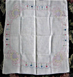 Embroidered Tablecloth Hand Made 1930s Tea Cloth Bridge Cloth Table Cloth