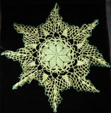 Spidery Lace Green Doily Vintage English Thread Crochet Large Hand Made 1930s