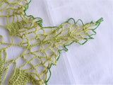 Spidery Lace Green Doily Vintage English Thread Crochet Large Hand Made 1930s