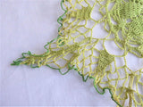 Spidery Lace Green Doily Vintage English Thread Crochet Large Hand Made 1930s