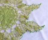 Spidery Lace Green Doily Vintage English Thread Crochet Large Hand Made 1930s