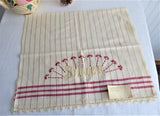 Dish Towel 1930s Tea Towel Hand Made Embroidered Silver Cloth USA Artisan