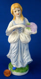 Lady 1930s Ceramic Figurine Girl With Basket Of Grapes Germany Hand Painted