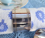 Napkin Ring Pair 1930s England Silver Plate Machine Engraved A1 Plate