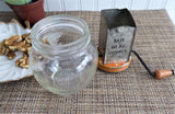 Nut Meat Chopper Original Orange Paint Hazel Atlas Glass Bottom 1930s Metal Top