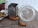 Nut Meat Chopper Original Orange Paint Hazel Atlas Glass Bottom 1930s Metal Top