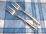 Dessert Forks 2 Tea Party Pastry Forks International Silver Plate 3 Prong Pair 1930-1940s