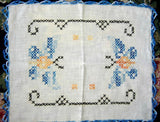 Doily Pair Butterflies Cross Stitch Crochet Picot Edging 1930s Dresser Hand Made