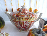 English Teapot Brown Paisley Chintz Tea Pot 1930s Vintage Art Deco Shape TLC