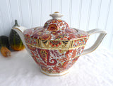 English Teapot Brown Paisley Chintz Tea Pot 1930s Vintage Art Deco Shape TLC