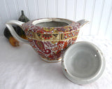 English Teapot Brown Paisley Chintz Tea Pot 1930s Vintage Art Deco Shape TLC