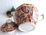 English Teapot Brown Paisley Chintz Tea Pot 1930s Vintage Art Deco Shape TLC